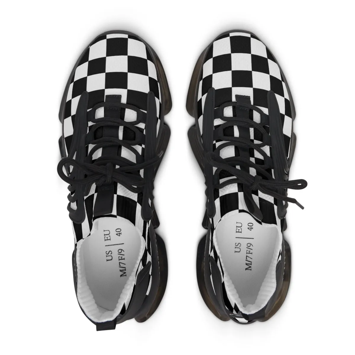 Women's Mesh Sneakers Running Shoes Checkered Print Shock Absorbing Soles