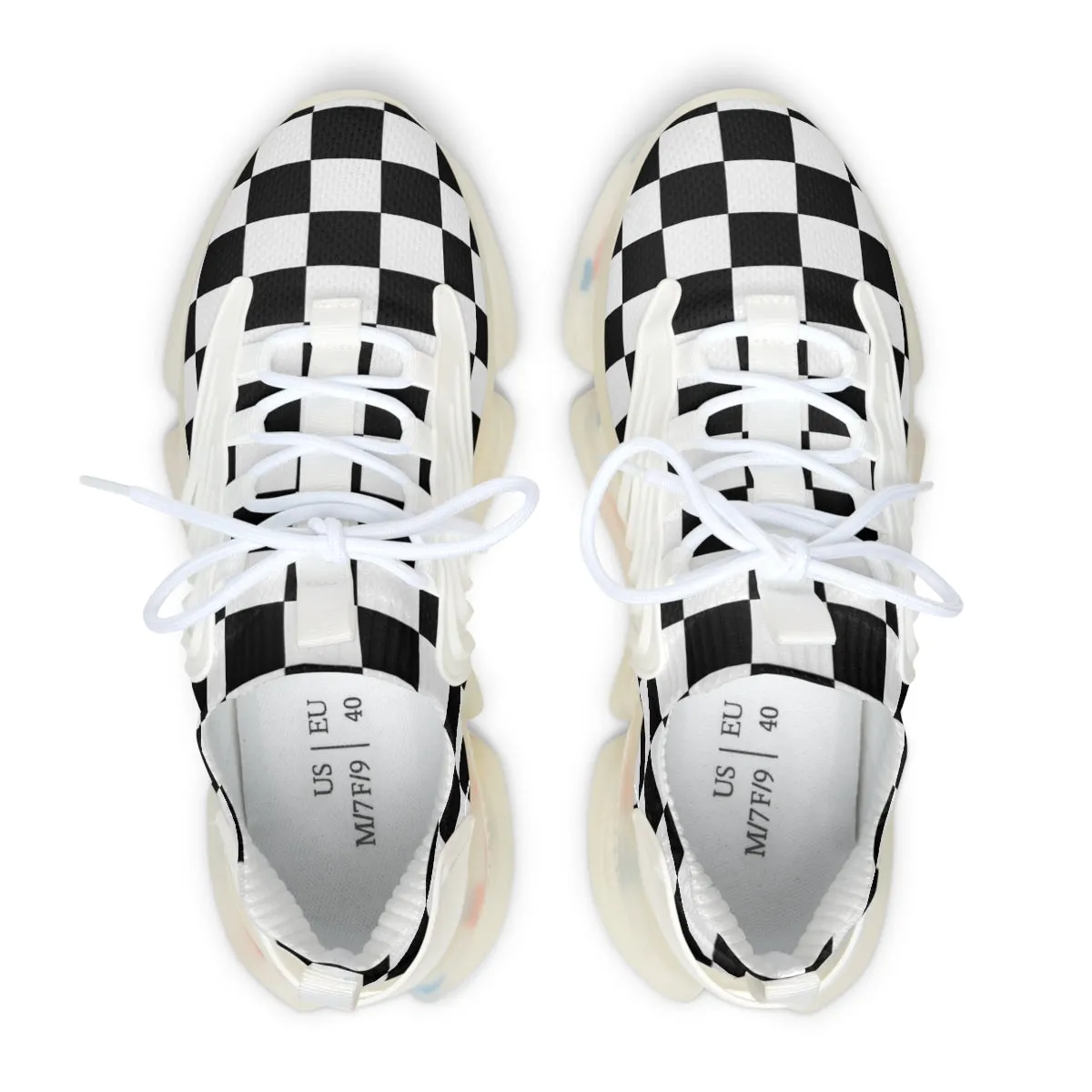 Women's Mesh Sneakers Running Shoes Checkered Print Shock Absorbing Soles