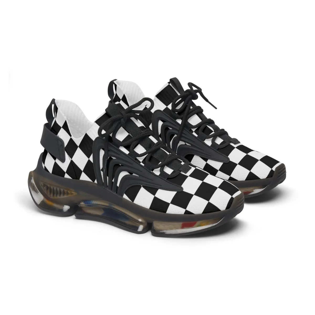Women's Mesh Sneakers Running Shoes Checkered Print Shock Absorbing Soles