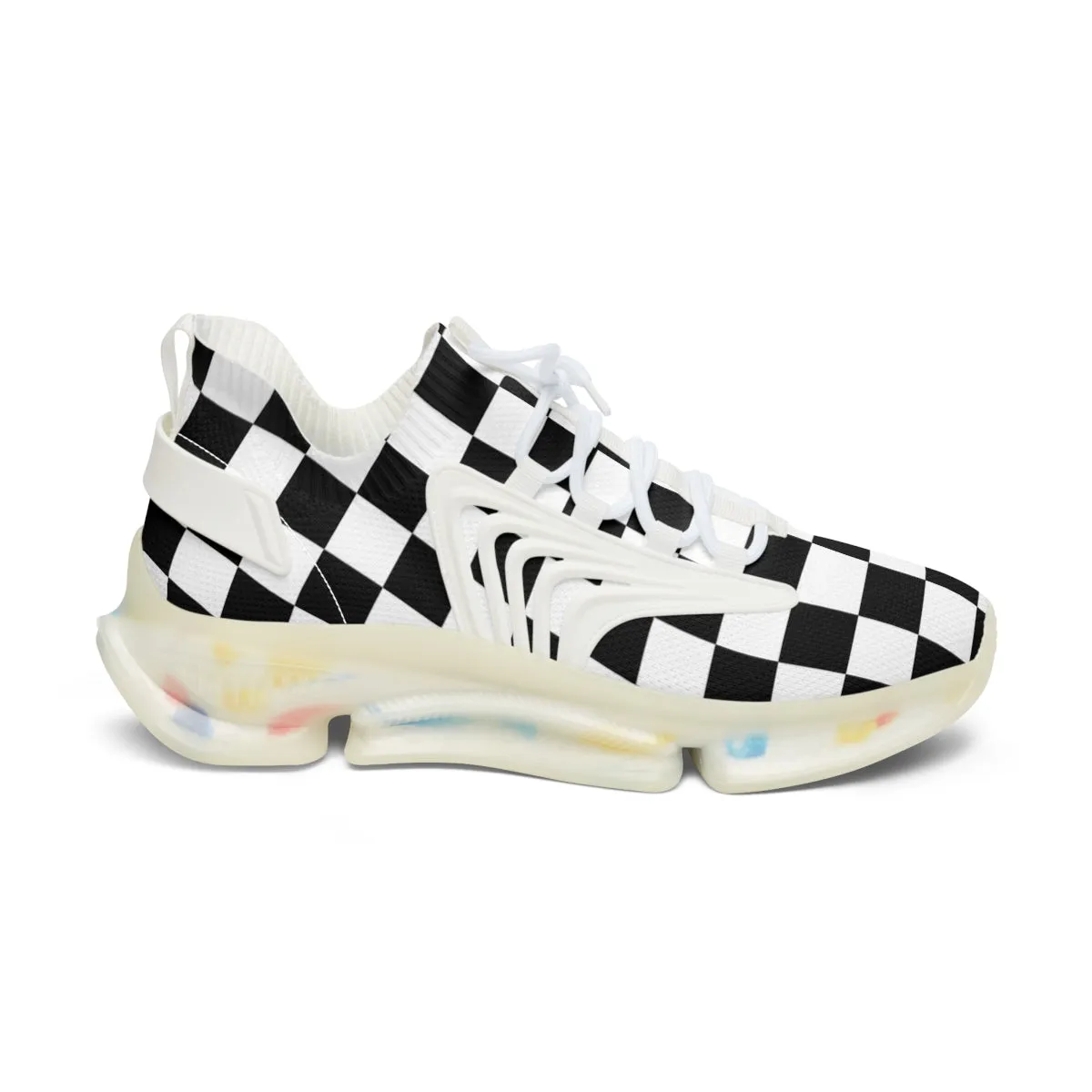 Women's Mesh Sneakers Running Shoes Checkered Print Shock Absorbing Soles