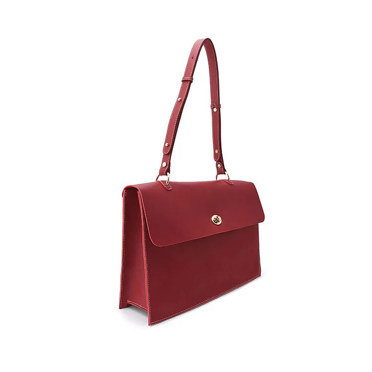 Women's Red Leather Satchel Over the Shoulder Bag Handbags Purse for Women
