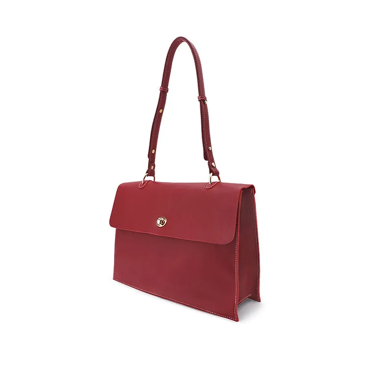 Women's Red Leather Satchel Over the Shoulder Bag Handbags Purse for Women