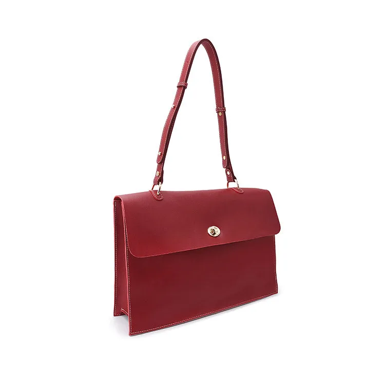 Women's Red Leather Satchel Over the Shoulder Bag Handbags Purse for Women