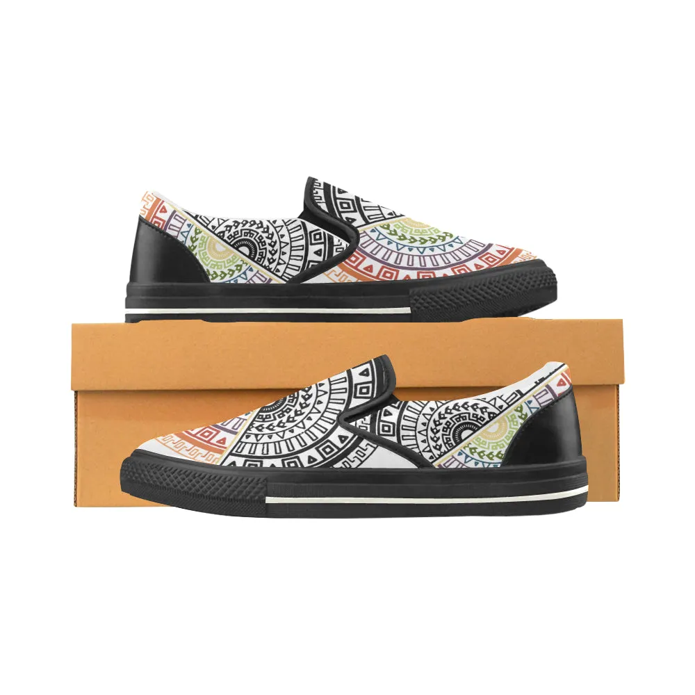 Women's Ying Yang Mandala Print Canvas Slip-on Shoes
