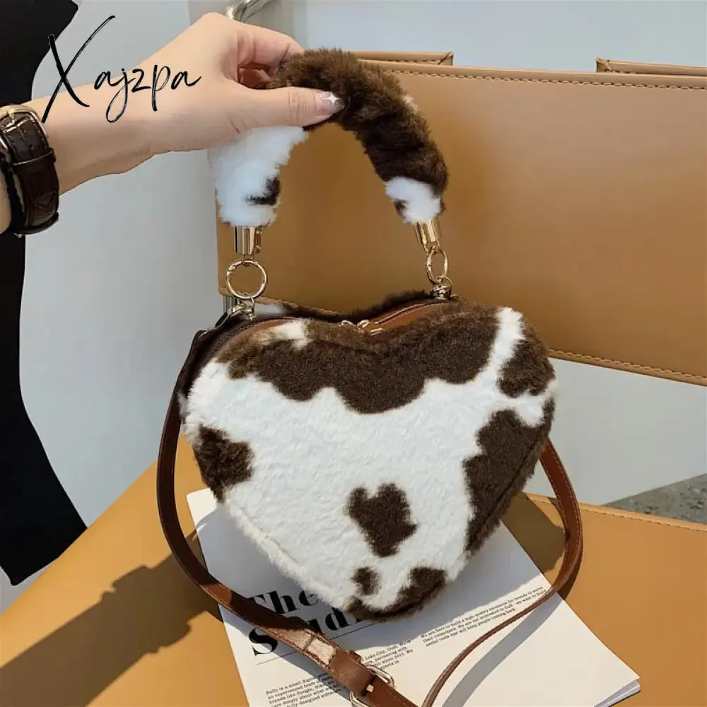 Xajzpa - Brand Heart Tote Bag For Women Stone Pattern PU Leather Crossbody Bags Female Small Shoulder Bags Cute Purse Handbags