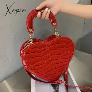 Xajzpa - Brand Heart Tote Bag For Women Stone Pattern PU Leather Crossbody Bags Female Small Shoulder Bags Cute Purse Handbags