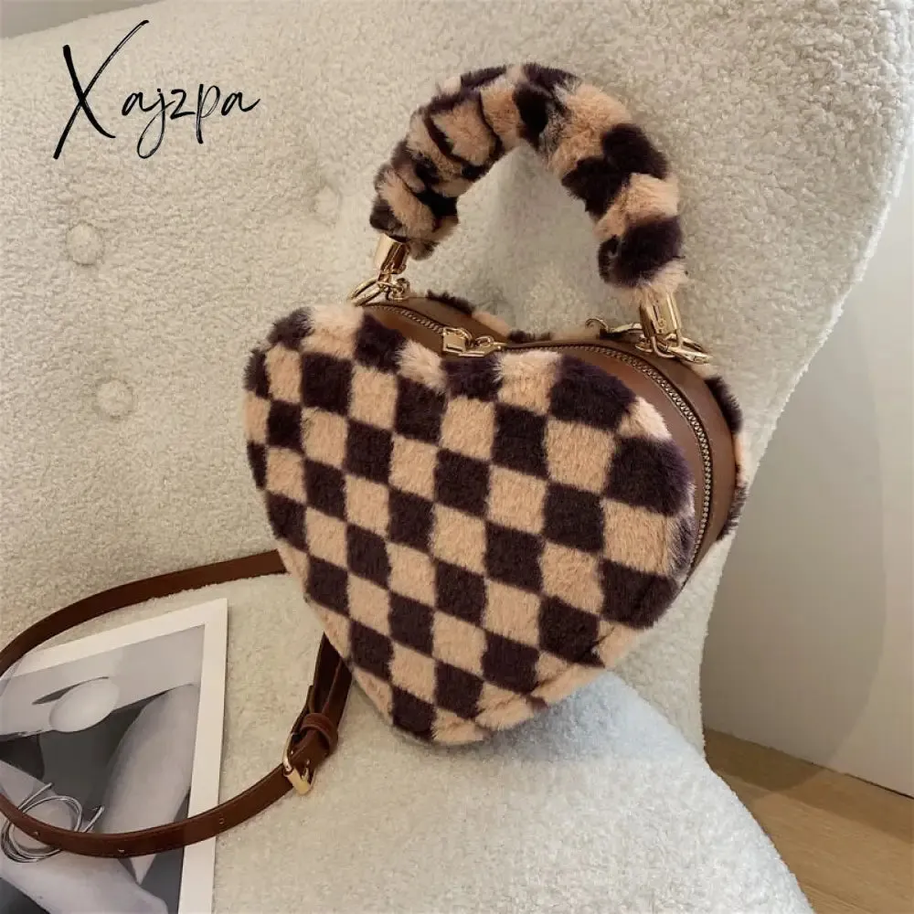 Xajzpa - Brand Heart Tote Bag For Women Stone Pattern PU Leather Crossbody Bags Female Small Shoulder Bags Cute Purse Handbags