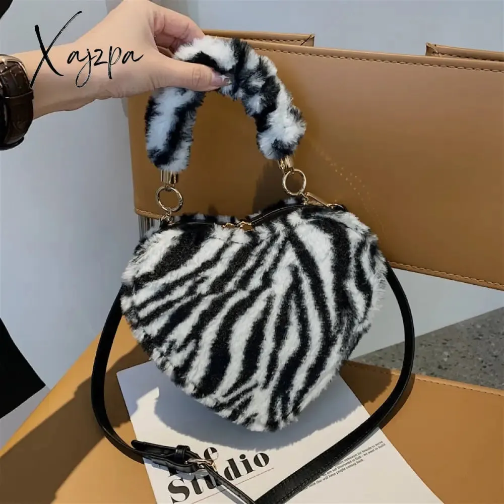 Xajzpa - Brand Heart Tote Bag For Women Stone Pattern PU Leather Crossbody Bags Female Small Shoulder Bags Cute Purse Handbags