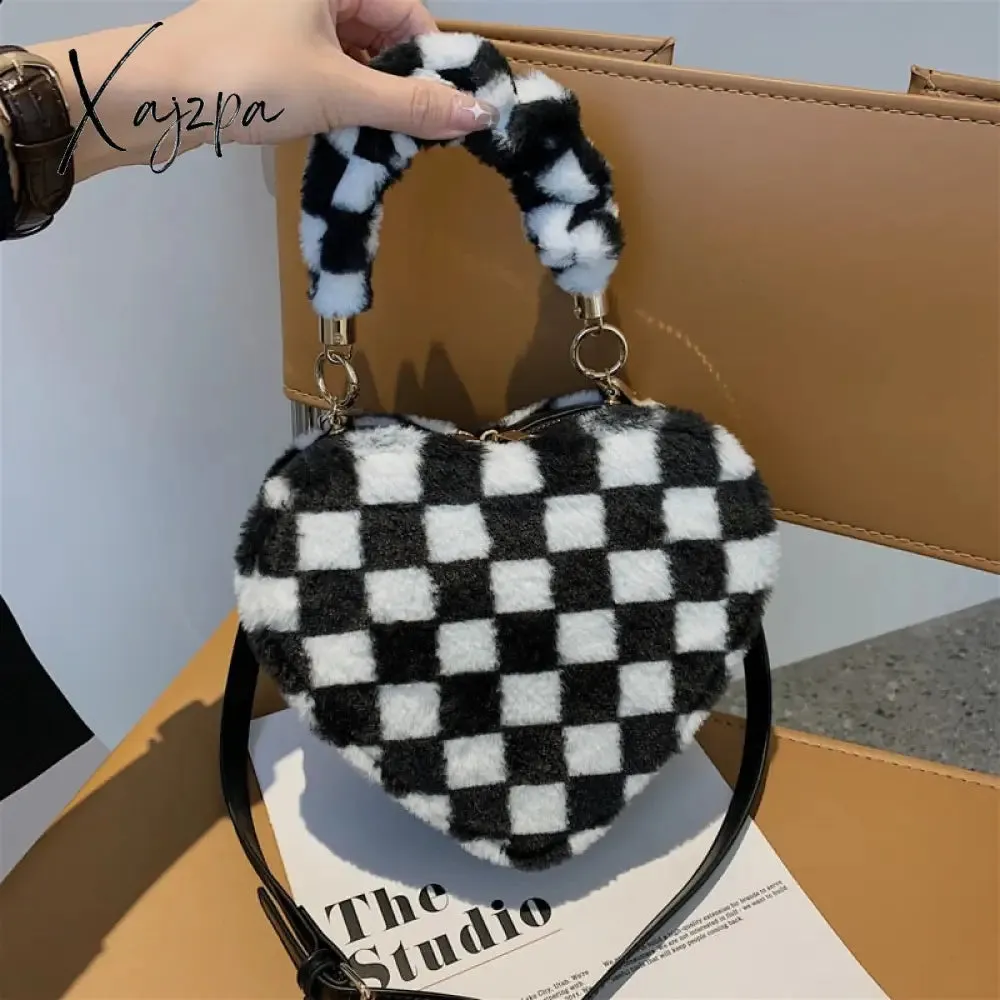 Xajzpa - Brand Heart Tote Bag For Women Stone Pattern PU Leather Crossbody Bags Female Small Shoulder Bags Cute Purse Handbags