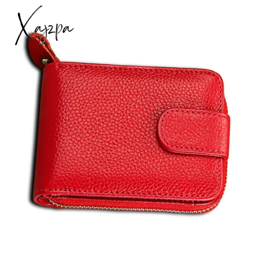 Xajzpa - Men Wallets Man's Card Genuine Leather Clutch Wallets Purses Driver's License Cover Zipper Organ Women's Wallet Card Wallet