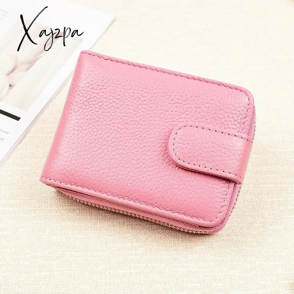 Xajzpa - Men Wallets Man's Card Genuine Leather Clutch Wallets Purses Driver's License Cover Zipper Organ Women's Wallet Card Wallet