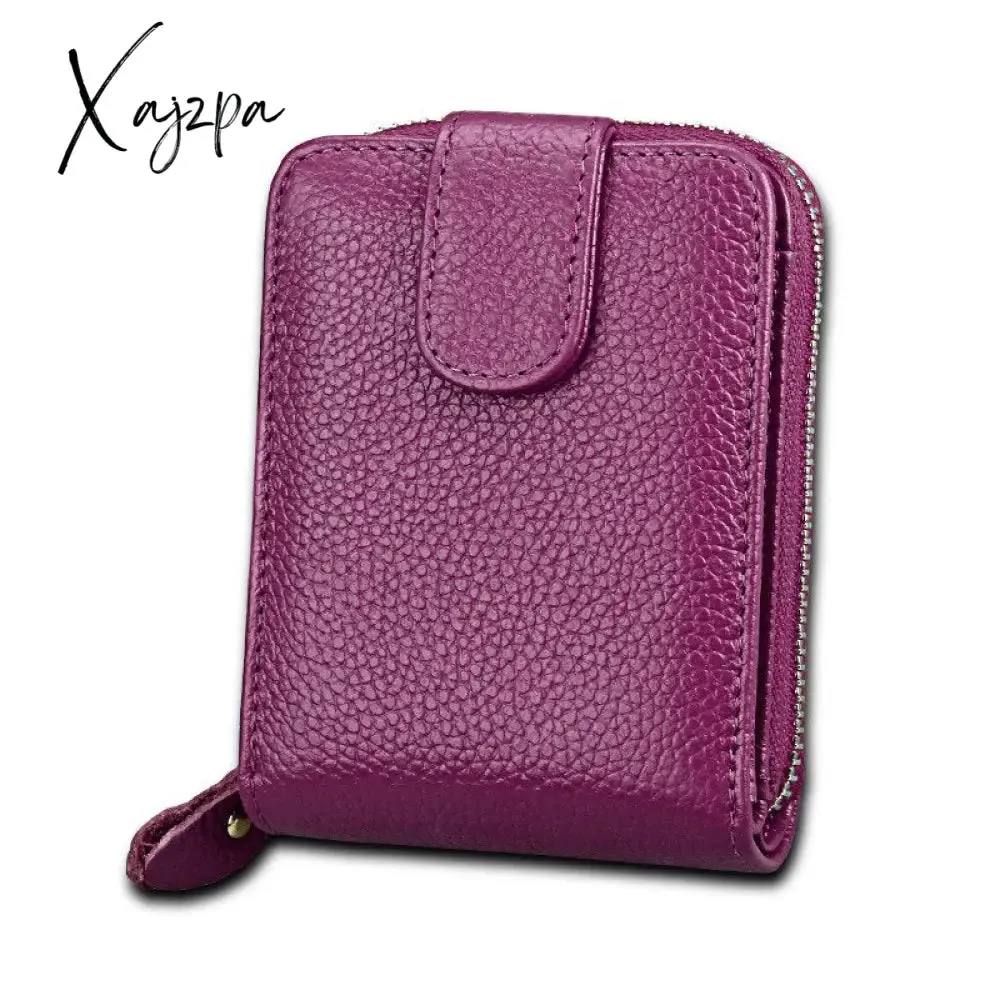Xajzpa - Men Wallets Man's Card Genuine Leather Clutch Wallets Purses Driver's License Cover Zipper Organ Women's Wallet Card Wallet