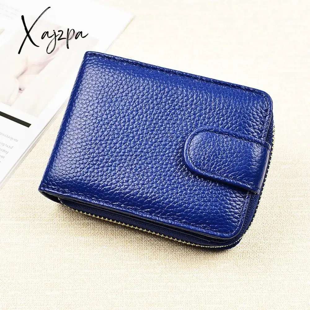 Xajzpa - Men Wallets Man's Card Genuine Leather Clutch Wallets Purses Driver's License Cover Zipper Organ Women's Wallet Card Wallet
