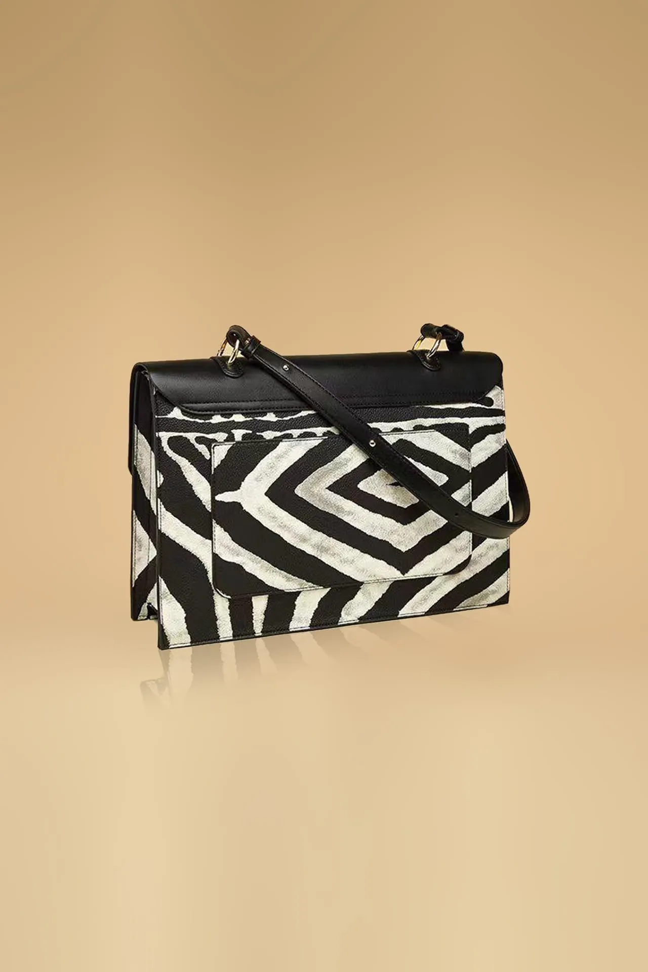 Zebra Print Black Handbag For Women