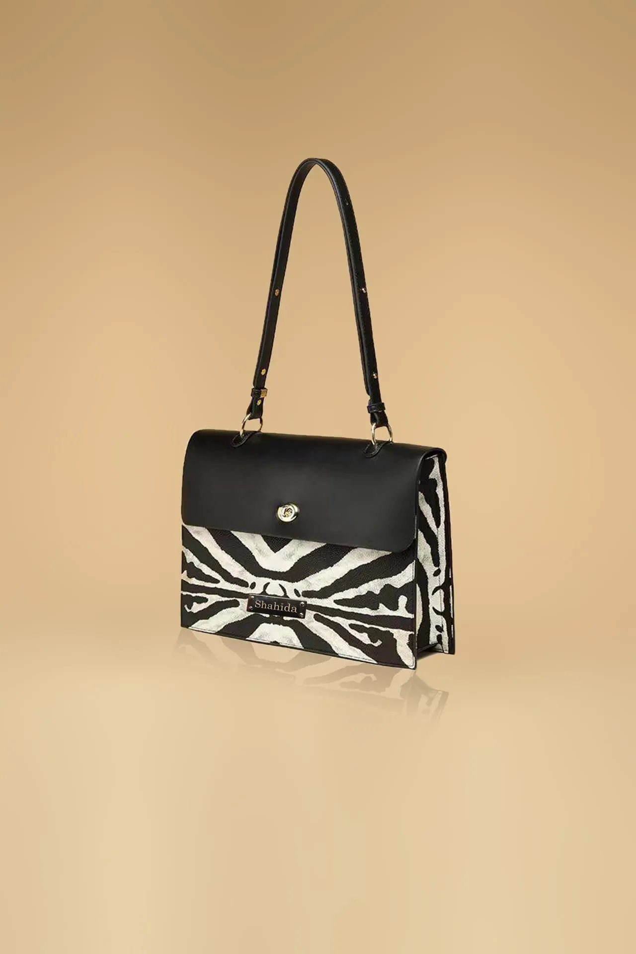 Zebra Print Black Handbag For Women