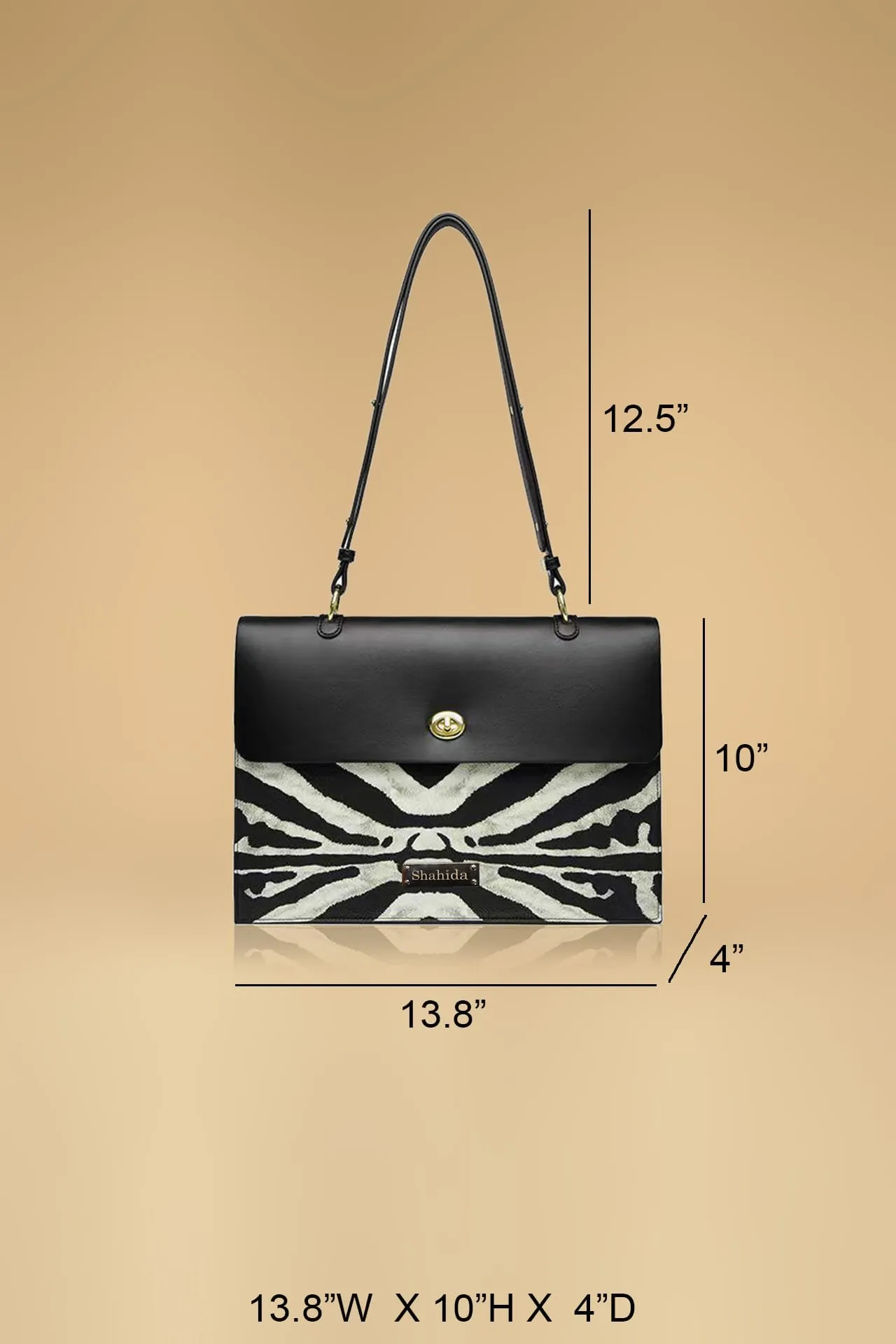 Zebra Print Black Handbag For Women